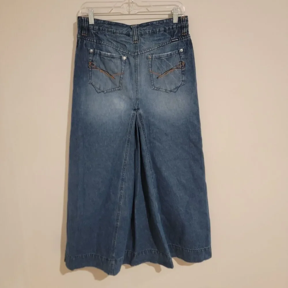 Vintage Womens Skirt Size 7 Midi Denim‎ Y2K 90S Jean Skirt Retro Western